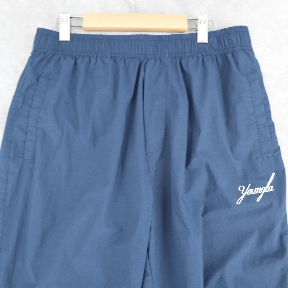 YoungLA Men's XL Dark Navy Blue Sweat Jogger Pant Cuff Ankle Tie Elastic Waist